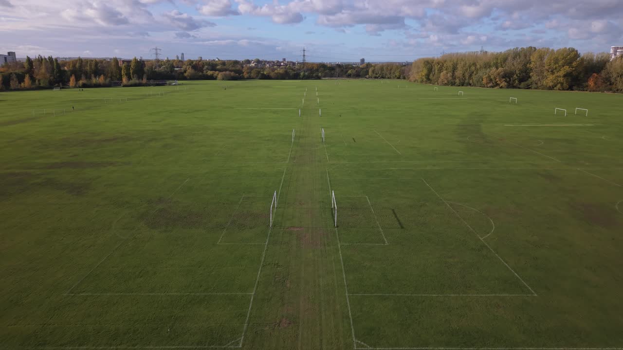 Aerial View of the Sports Field and Green Park in Great Britain
