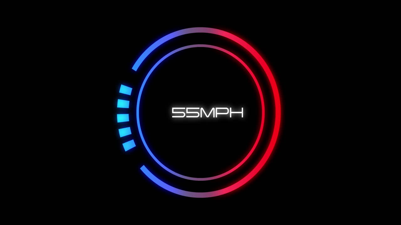 Animation of car speedometer on black background