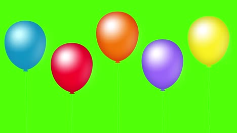colorful balloons with rope flying in the air