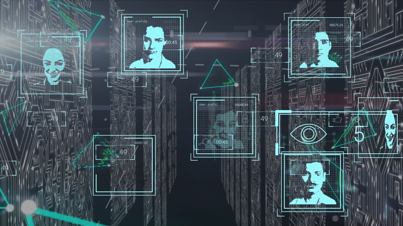 animación de los iconos de las personas sobre la sala del servidor