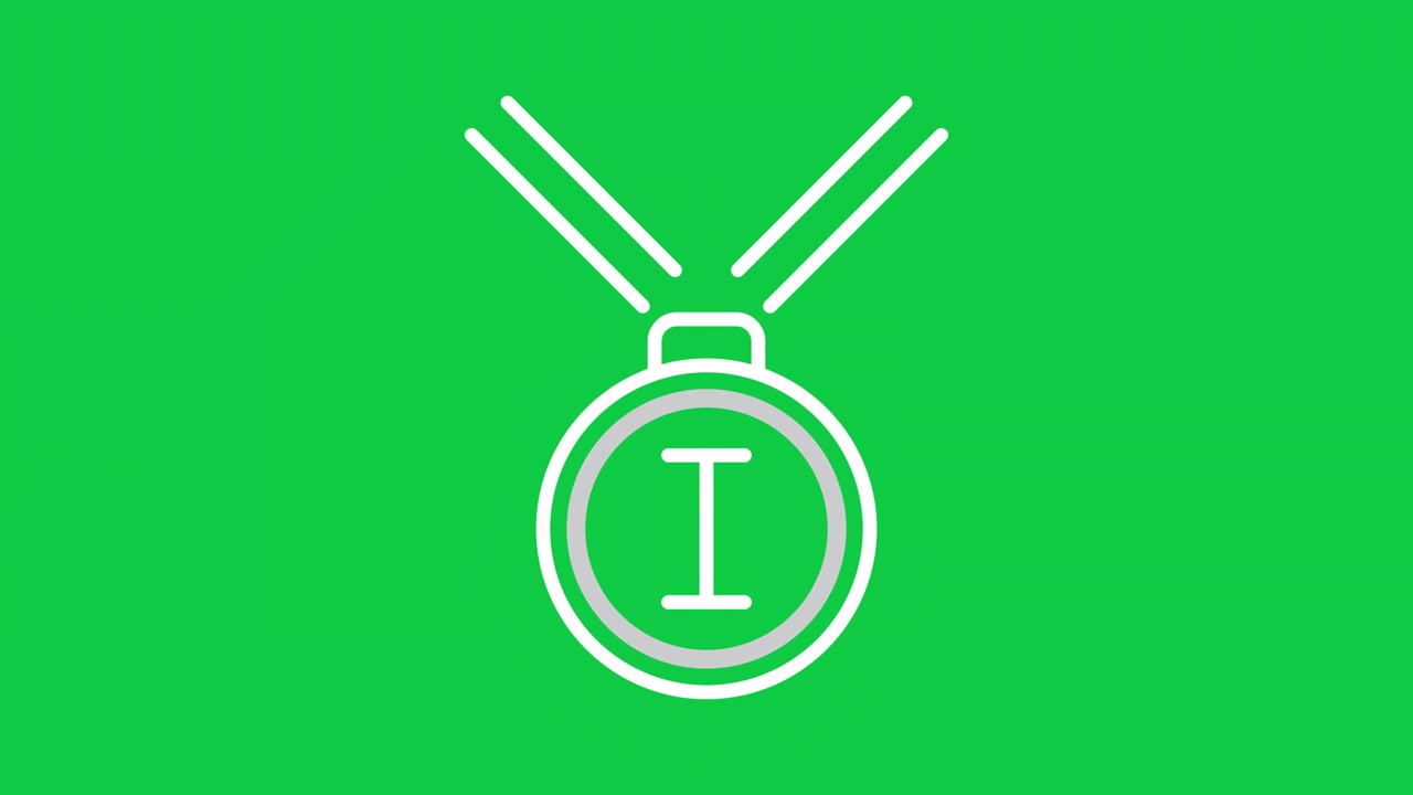 Animated First Place Medal Icon on Green Screen