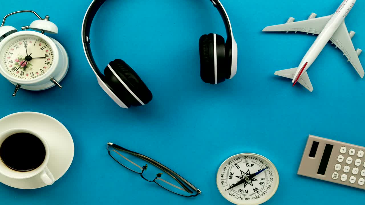 animación de stop motion de objetos de negocio tiempo lapse vista superior bucle sin costuras