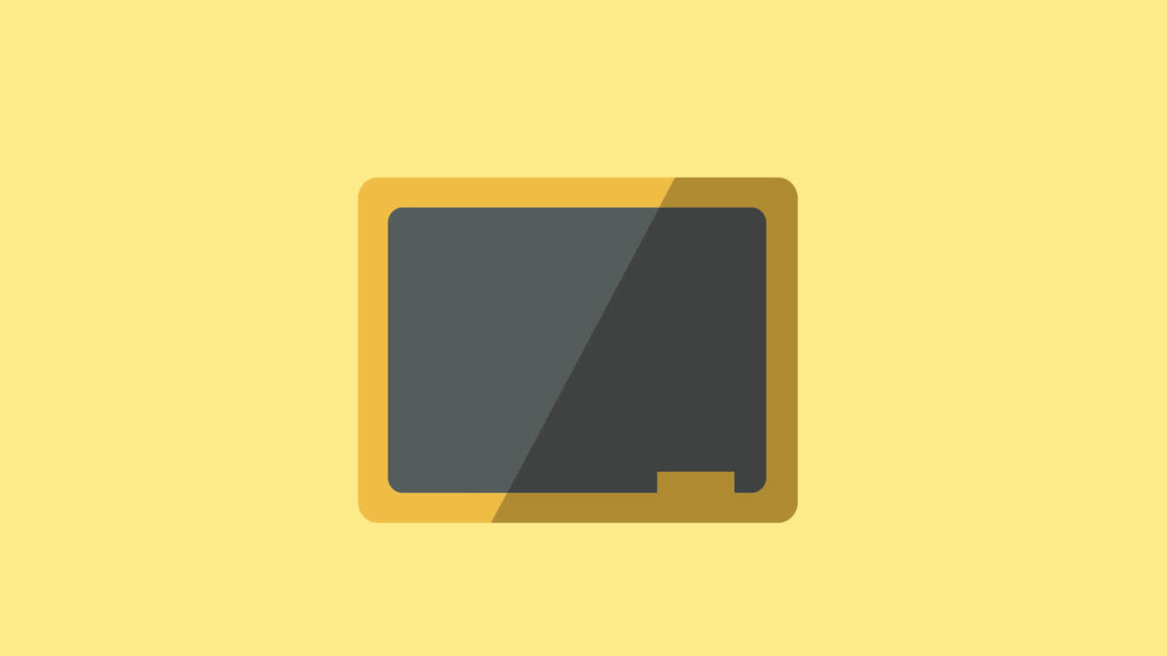 animación de tablero negro con espacio de copia sobre fondo amarillo