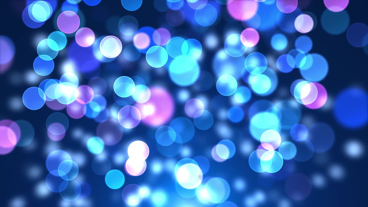 빛나는 파란색 보케 서클, 반이는 황금 먼지, 추상적인 금, 고급스러운 루프 배경.