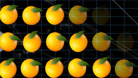 animación del procesamiento de datos sobre naranjas y flechas.