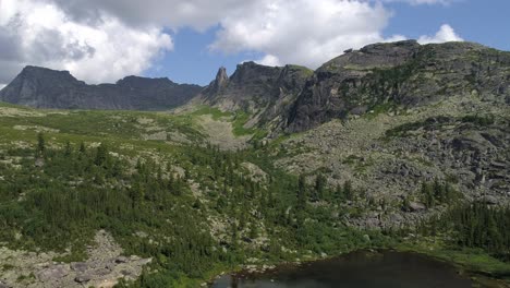 aerial view of a mountain lake