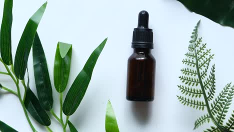 natural skincare product with green leaves