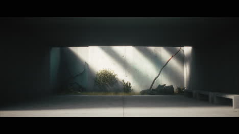 empty modern concrete interior with plants