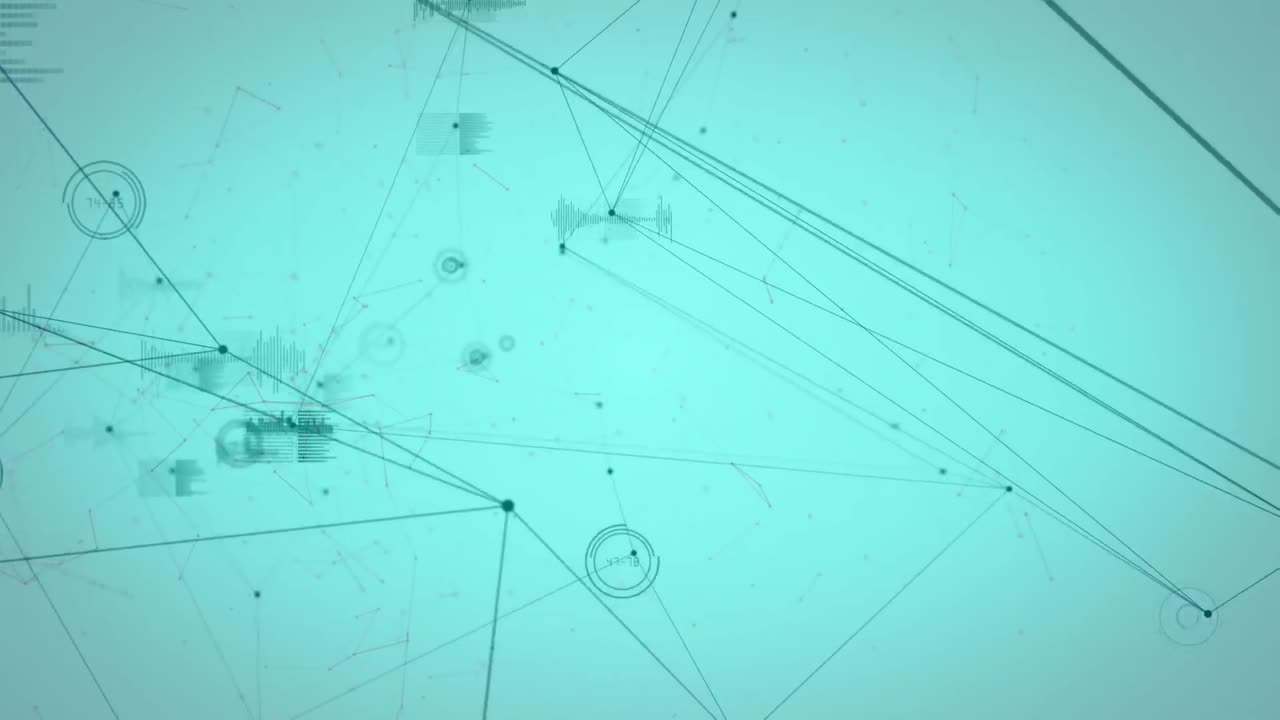 animación del procesamiento de datos y la red de conexiones sobre fondo verde