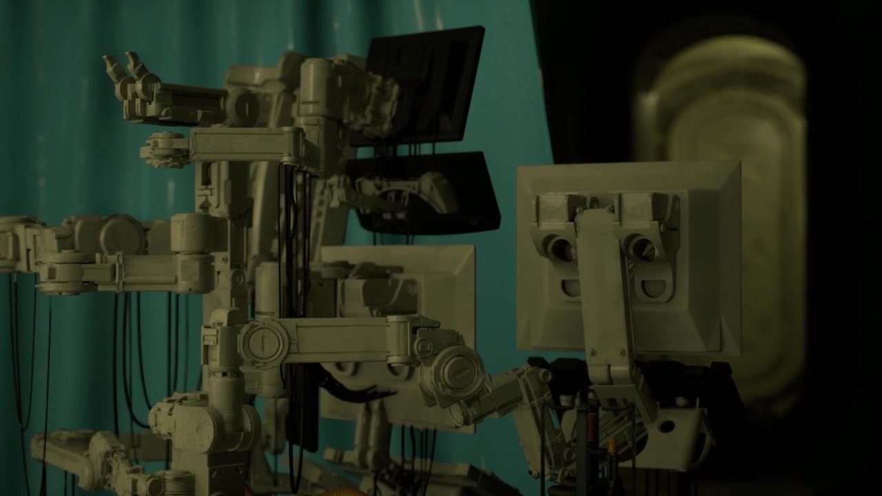 Experimental satellite setup within laboratory of space station