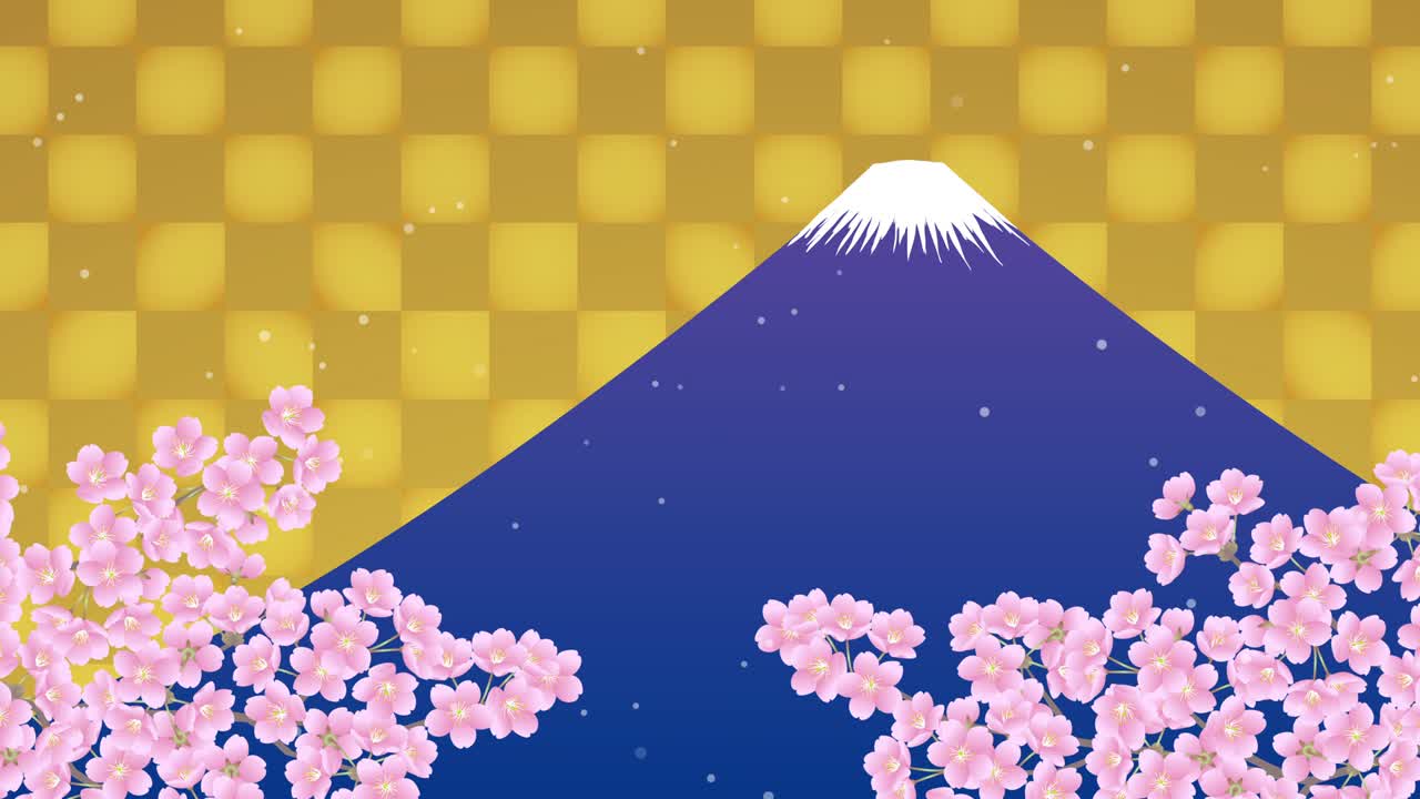 和風 満開の桜と富士山。動画背景素材