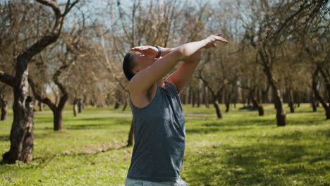 Man-stretching-outdoors
