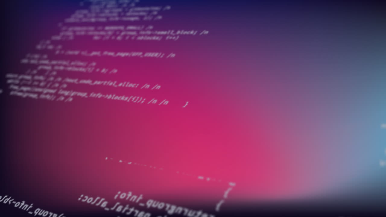 digitale animatie van digitale gegevensverwerking tegen een blauwe en roze achtergrond