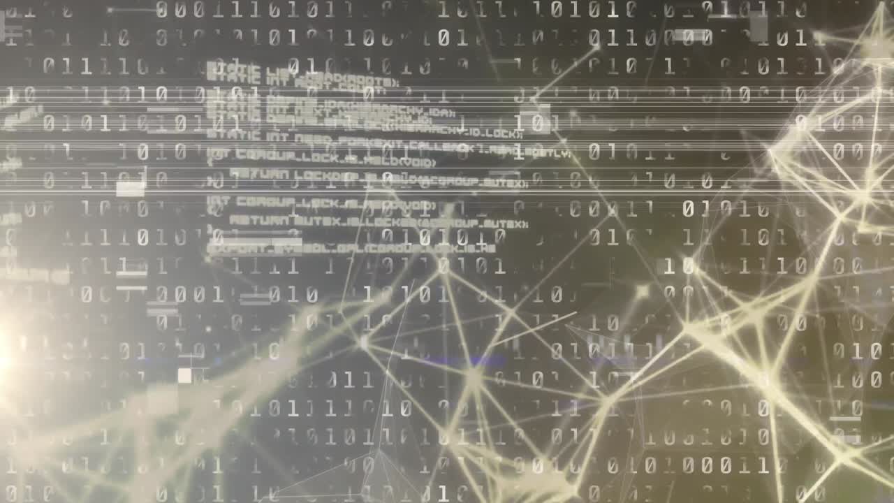 Animation of binary coding data processing and networks of connections