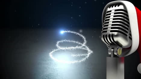 animation of microphone over blue light trails