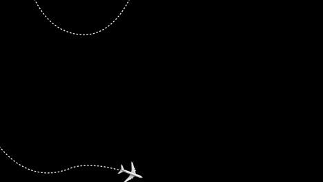 Airplane-dotted-line-path-icon-loop-Animation-video-transparent-background-with-alpha-channel