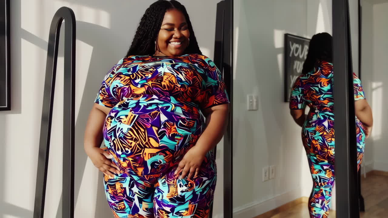Plus-Size Woman in Colorful Activewear