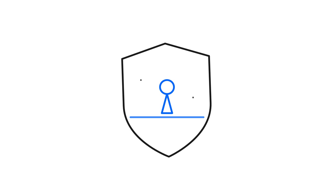 Animated Line Drawing of a Shield with a Keyhole Icon