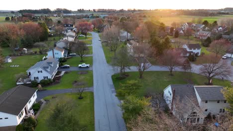 american neighborhood during spring sunset