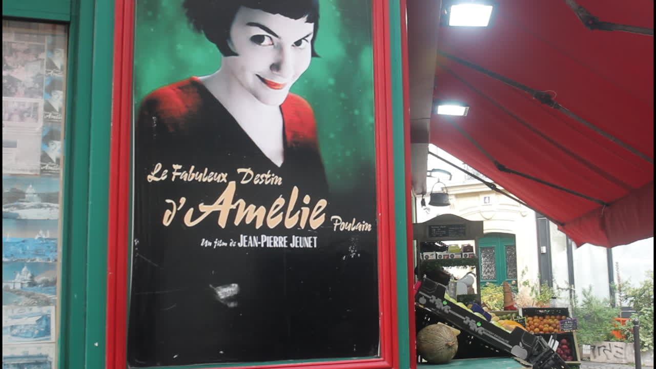Amelie movie poster on a street shop