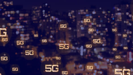 Animation-of-network-of-connections-with-5g-text-over-cityscape