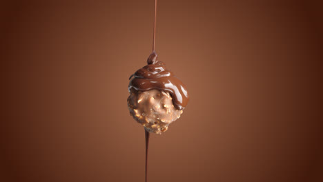 chocolate drop on ice cream while rotating
