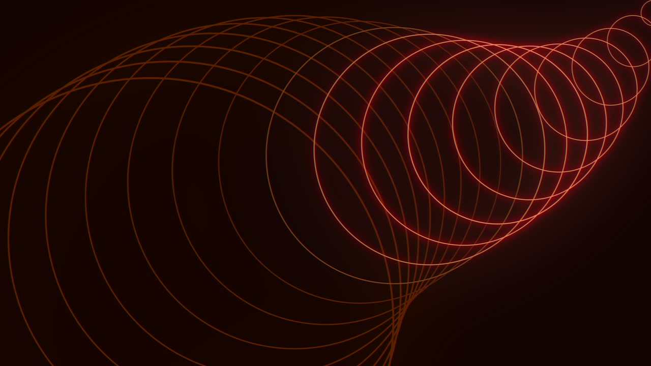 Orange wavy line on black background with circular shapes