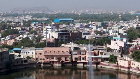 cityscape-view-of-crowded-town-at-morning-from-flat-angle-with-flat-sky