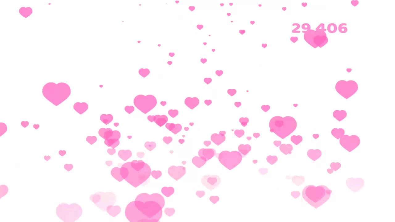 Chonburi, Thailand, Dec 30 2019, million count text of pink hearts love flying isolated background