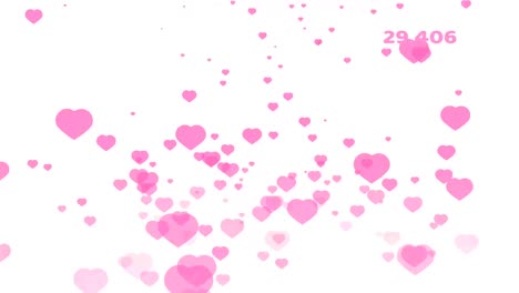 chonburi, thailand, dec 30 2019, million count text of pink hearts love flying isolated background