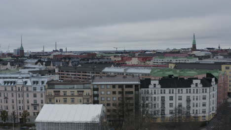 aerial drone view of helsinki city