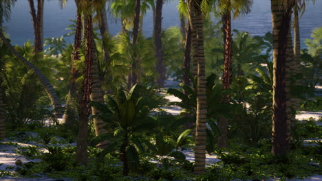 desert island with palm trees on the beach