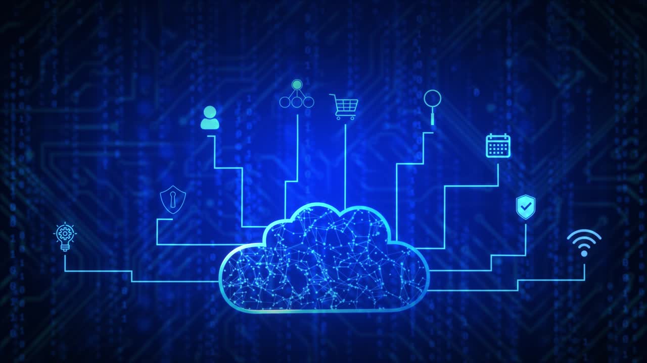 HUD Digital cyberspace. Technology network and data connection Loop Animation.
