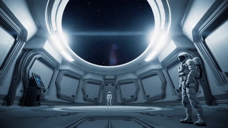 astronaut looking out of spacecraft window