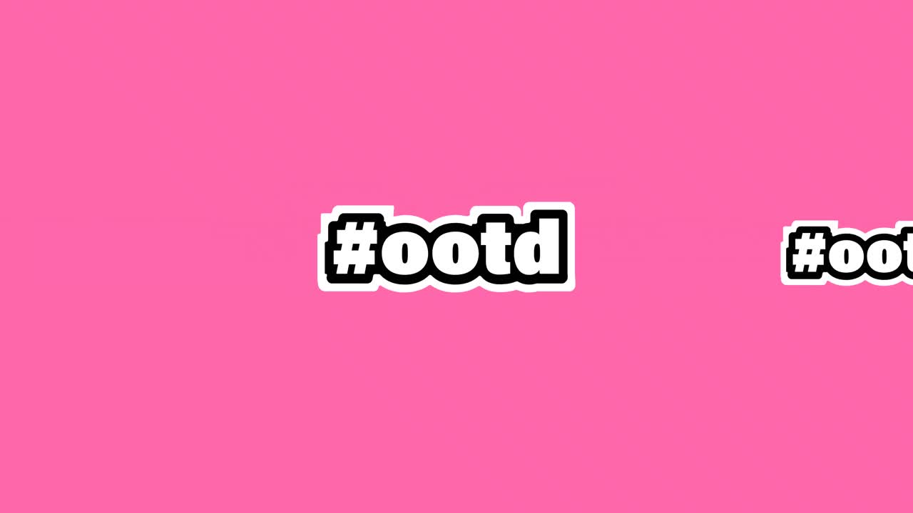 핑크색 배경에 반복된 해시태그와 함께 텍스트의 구성