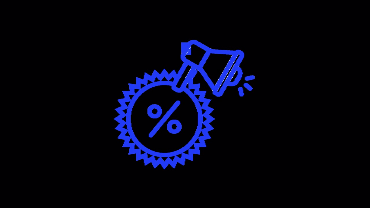 Animated Discount Percentage Badge with Megaphone Icon