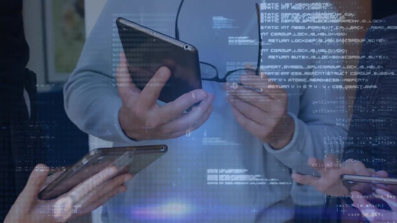 사무실에서 다양한 비즈니스 사람들에 대한 데이터 처리의 애니메이션