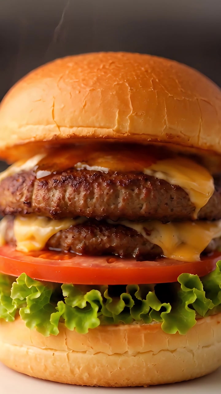 Hamburger Succoso Primo Piano Sfondo Bokeh 4K