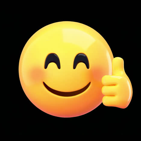 smiling emoji thumbs up animation isolated asset, transparent 4k video, alpha channel, prores 4444