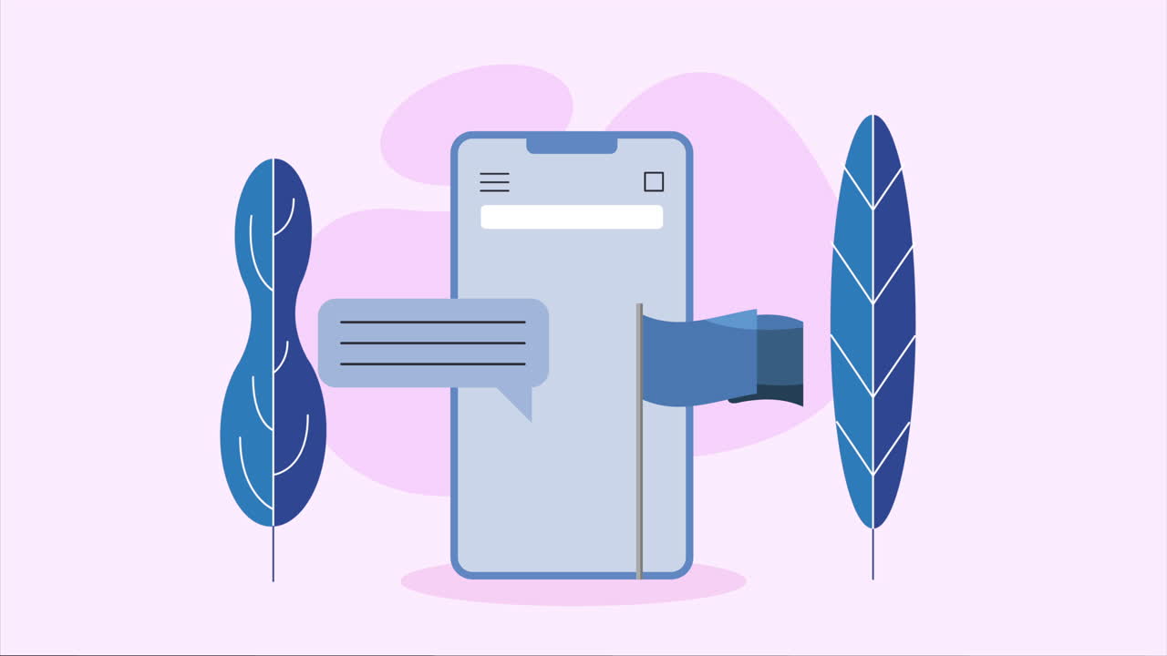 interfaz de aplicación móvil con mensaje y bandera