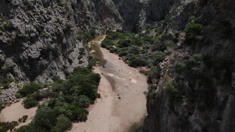 aerial view sa calobra, torrent de pareis gorge, serra de tramuntana, mallorca, balearic islands, spain,