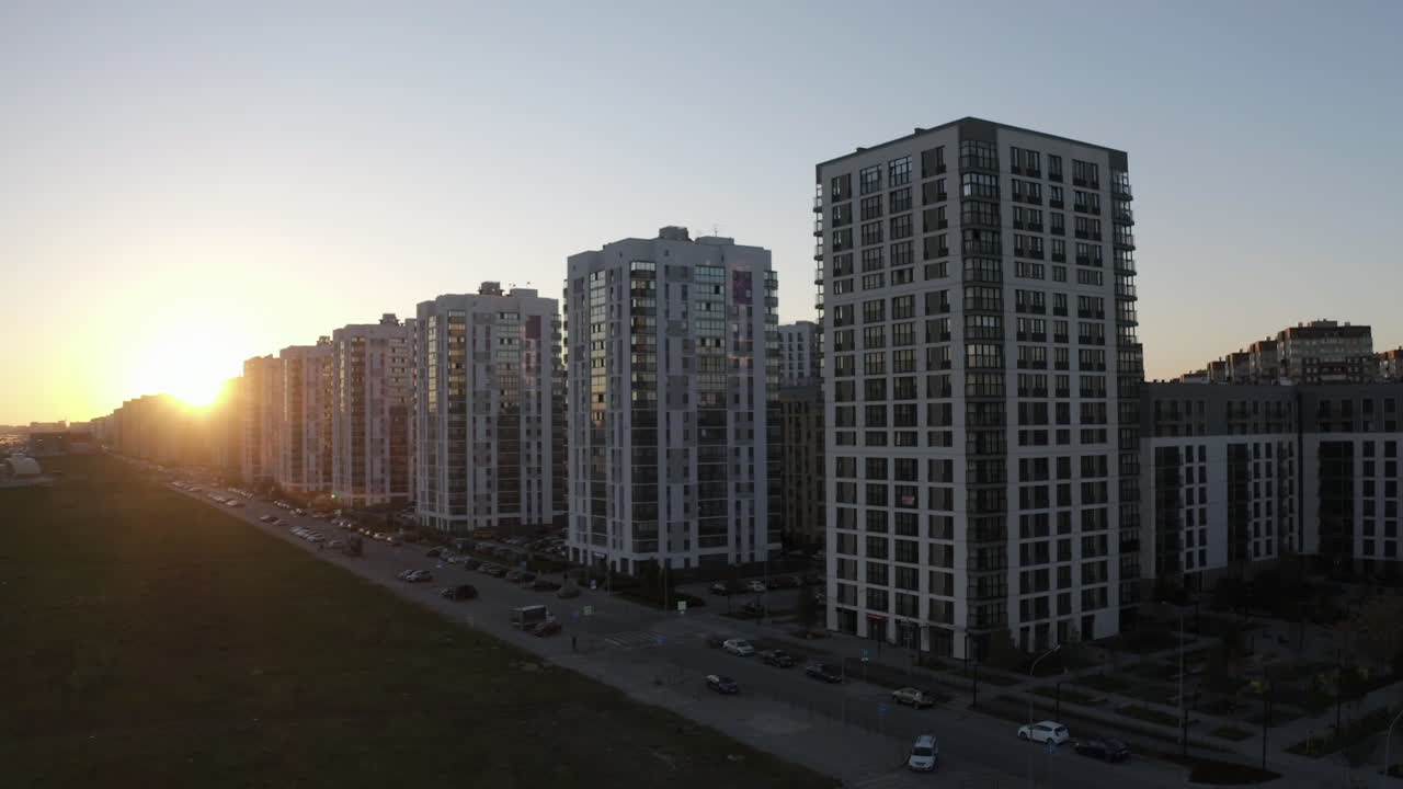 Modern Apartment Buildings at Sunset