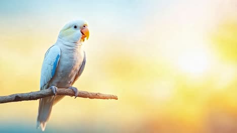 a white and blue parrot perched on a branch