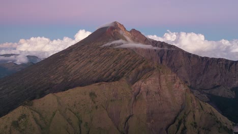 mount rinjani at sunset, the second highest volcano in indonesia