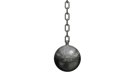 la bola de demolición. la esfera de la demolición colgando de las cadenas. renderizado en video en 3d.