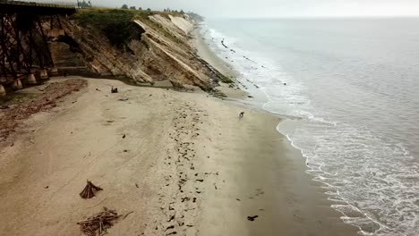 línea de costa empujando en tiro de playa de ferrocarril