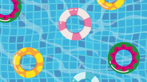 swimming pool with inflatable rings