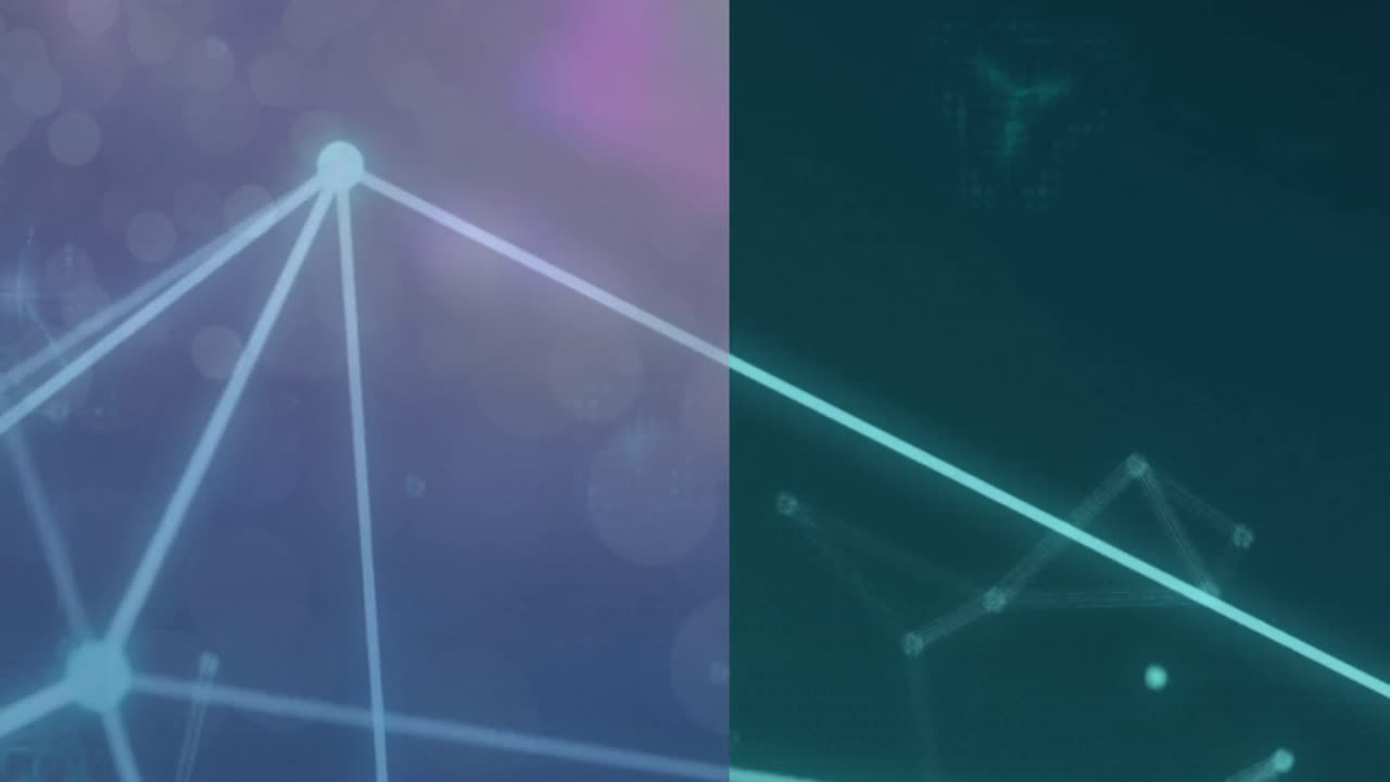 animación de la red de conexiones y puntos de luz sobre fondo negro