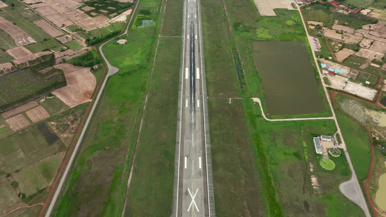 An old, unused airport runway in siem reap, cambodia, aerial view