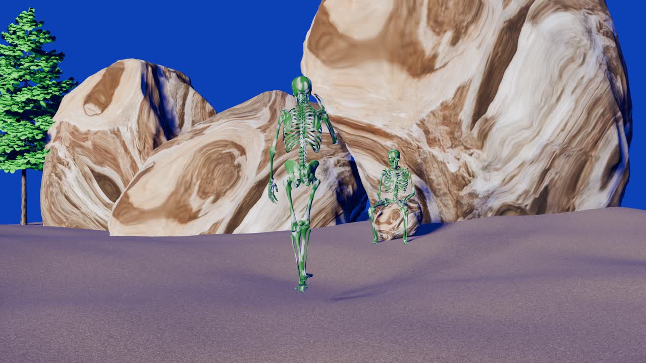 휴대 전화로 이야기하는 골격 - 는